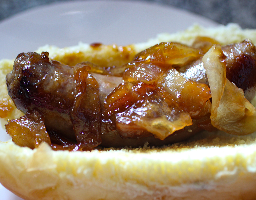 Johnsonville Bratwurst with Apple and Onion Chutney