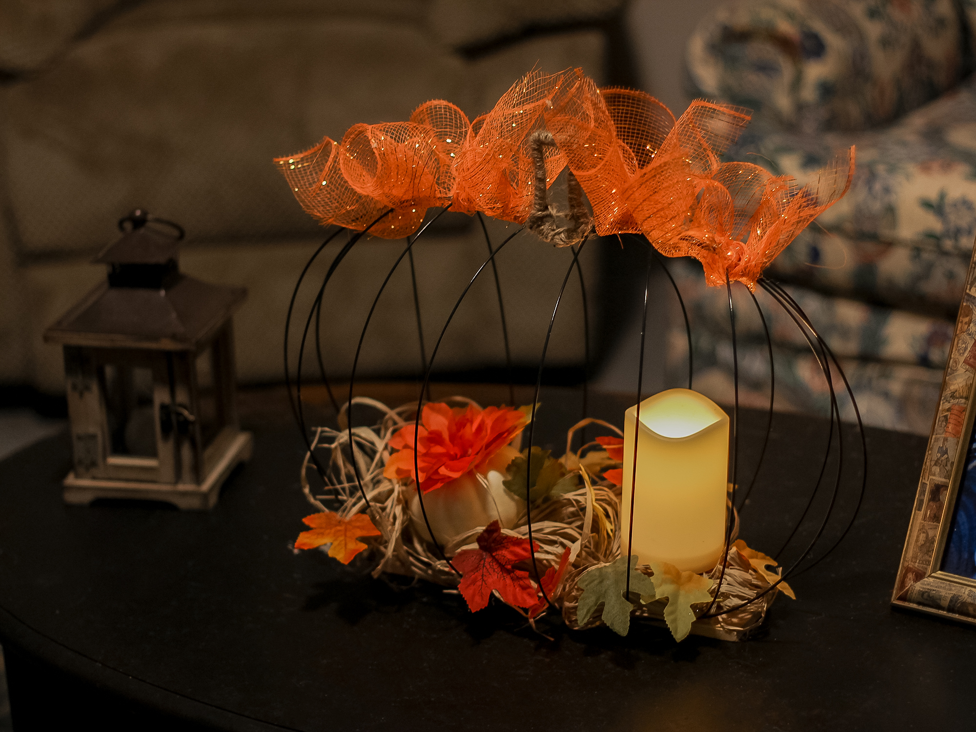 dollar tree pumpkin wreath form centerpiece