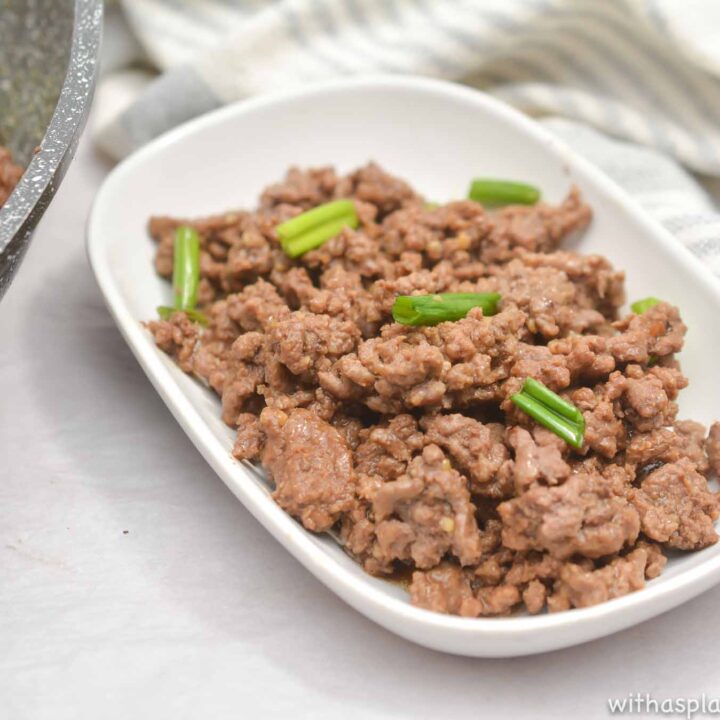 bowl of mongolian beef with green onions