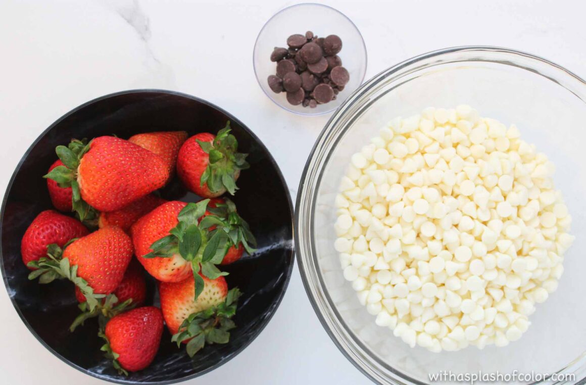 ingredients to make white chocolate strawberries 