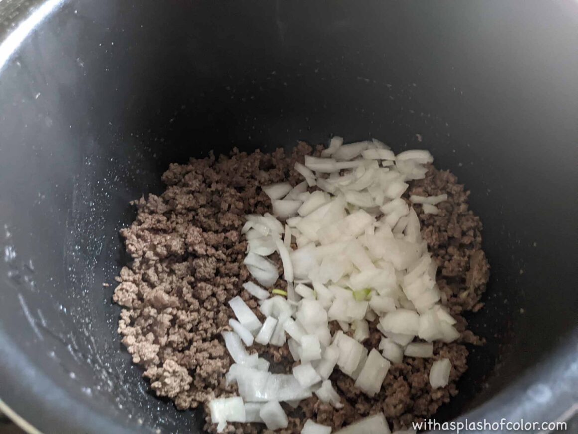 adding in the onions