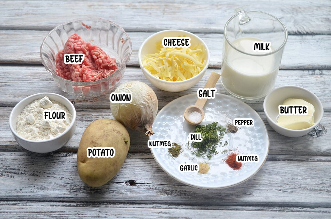 Potato Meatball Casserole Ingredients.
